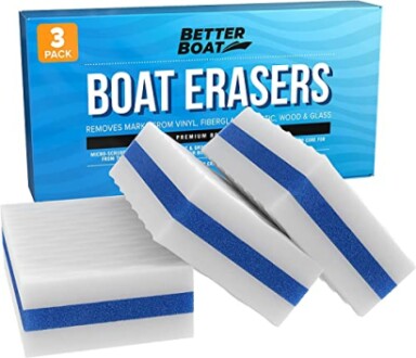 Boat erasers pack for cleaning vinyl, fiberglass, plastic, wood, and glass