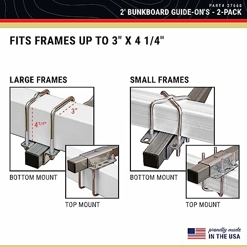 Bunkboard guide-ons for large and small frames, bottom and top mount options.