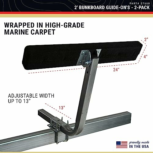 Bunkboard guide-on with adjustable width and marine carpet