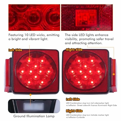 LED tail lights with bright illumination and side markers.