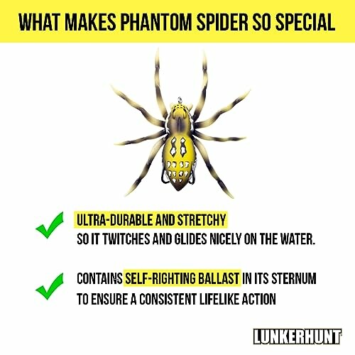 Illustration of a phantom spider with text highlighting its special features.